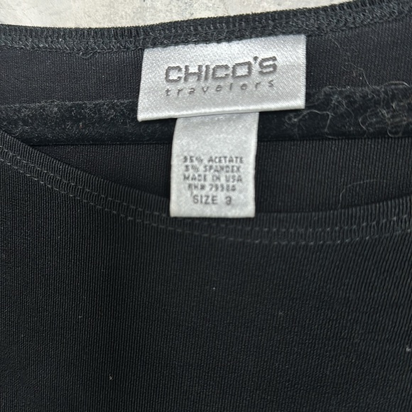 EUC Chico’s Travelers Womens Black Pullover Acetate Long Sleeve Slinky Blouse - Picture 2 of 4